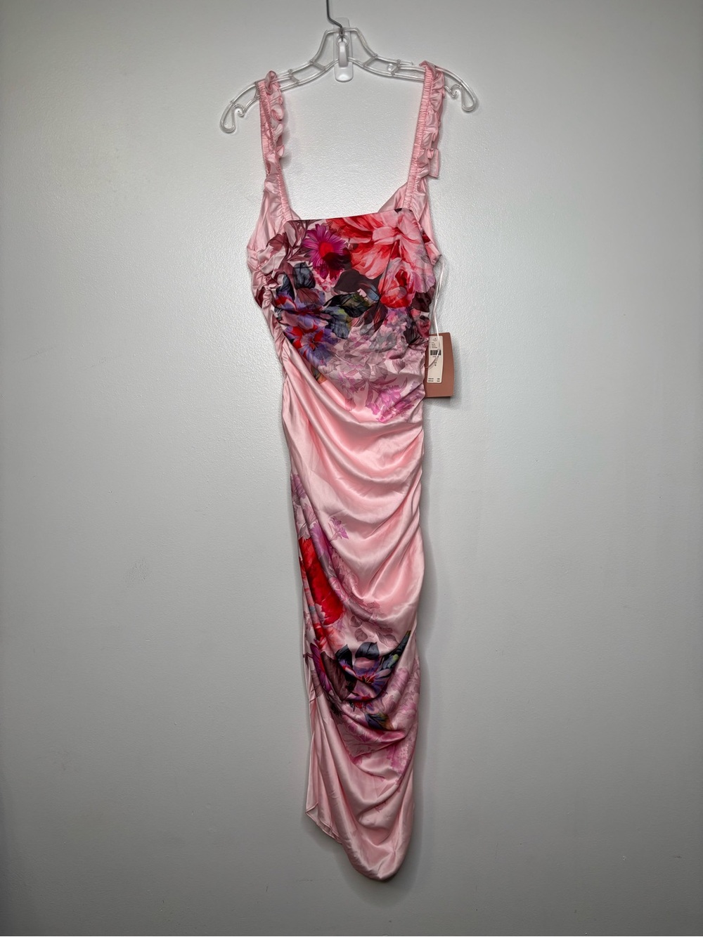 BHLDN Callie Sleeveless Ruched Printed Charmeuse Midi Dress - Picture 5 of 15